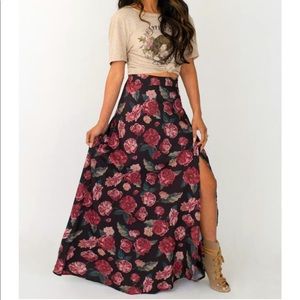 NWT Joyfolie dark floral maxi skirt